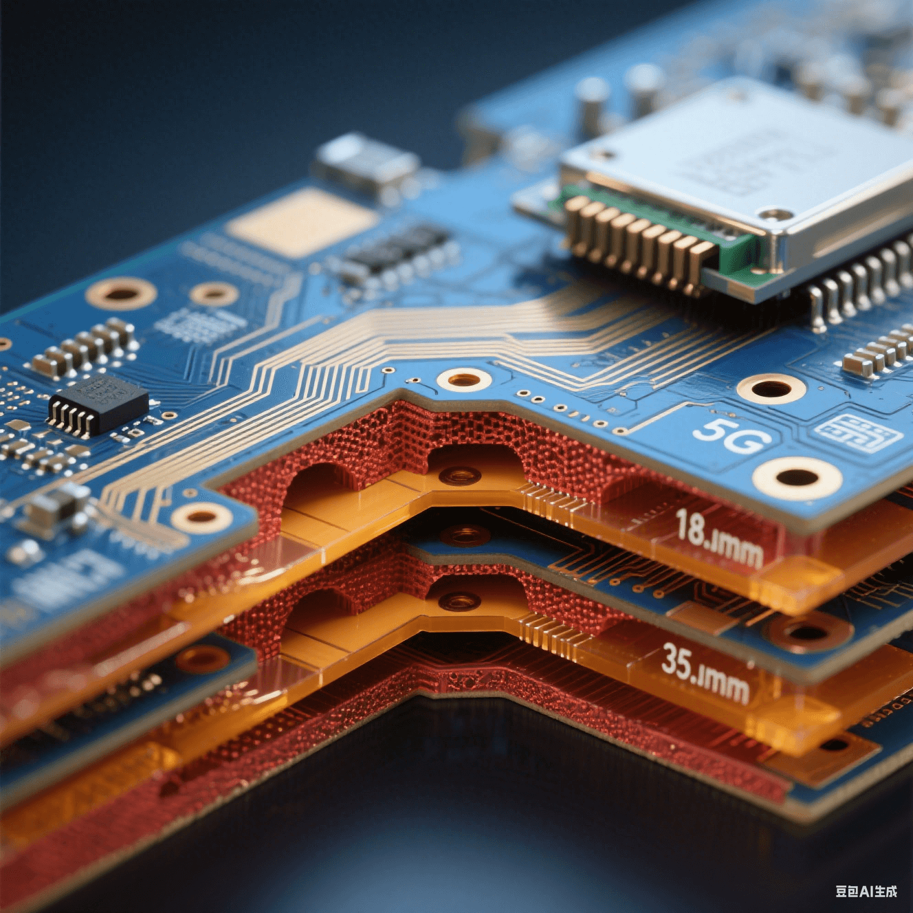 8層PCB剖面結(jié)構(gòu)展示信號(hào)層、電源層與地層堆疊