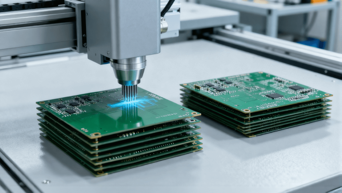 工業(yè)控制4層PCB飛針5%抽測(cè)場(chǎng)景，覆蓋良品與不良品將漏測(cè)率降至0.2%