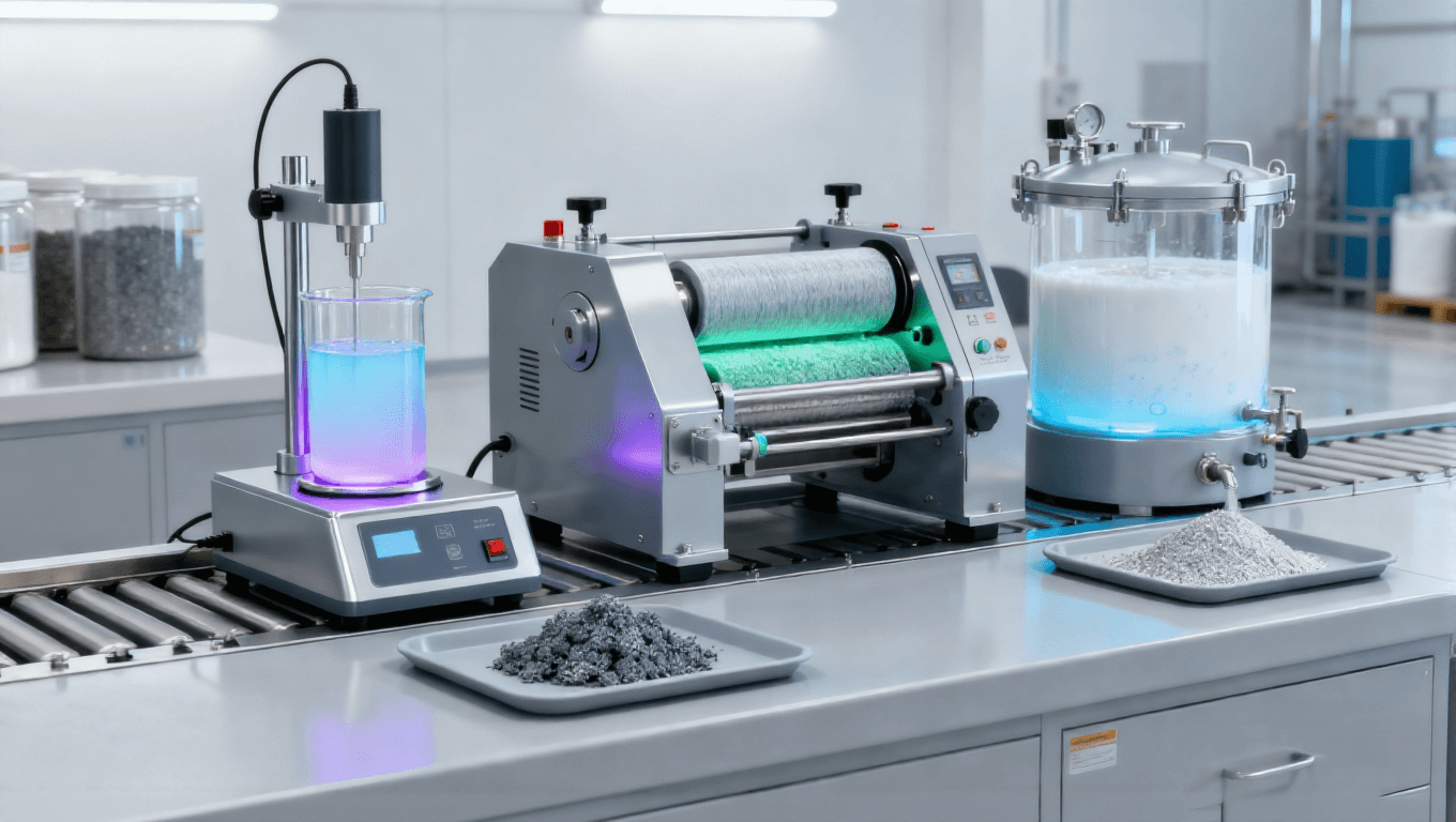 石墨烯多級分散工藝場景，超聲+三輥研磨+脫泡實現(xiàn)顆粒＜2μm均勻分散