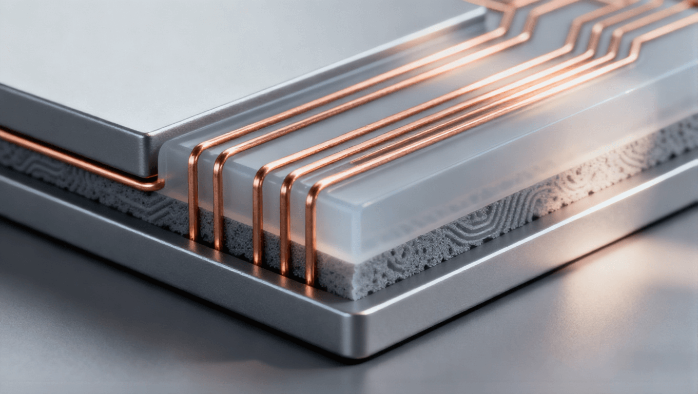 三維堆疊信號(hào)屏蔽，銅色線(xiàn)路與 low-k 介質(zhì)屏蔽層