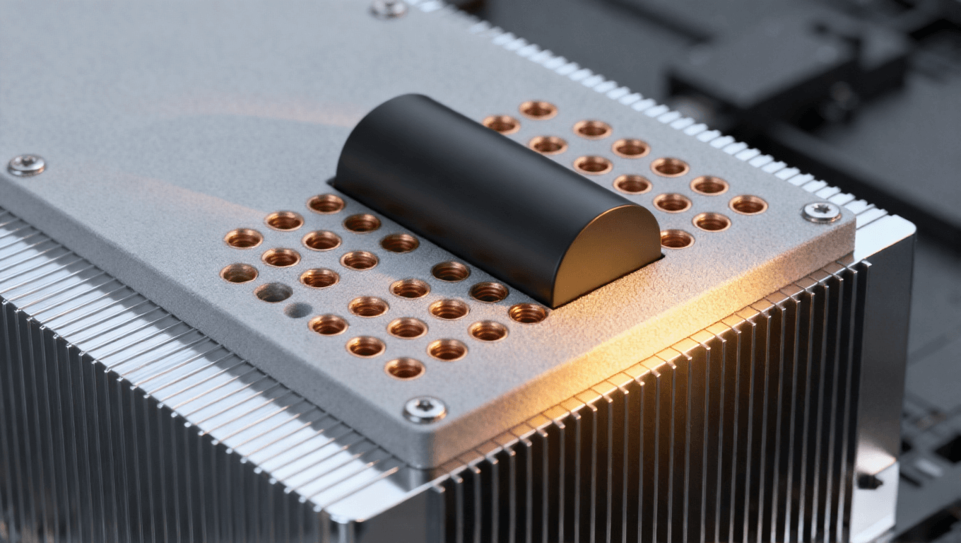 光模塊PCB熱管理結(jié)構(gòu)特寫 嵌入式黑色熱管 銅色散熱孔陣列 銀色散熱片 暖黃側(cè)光 科技感 光模塊PCB熱管理結(jié)構(gòu)特寫 嵌入式黑色熱管 銅色散熱孔陣列 銀色散熱片 暖黃側(cè)光 科技感