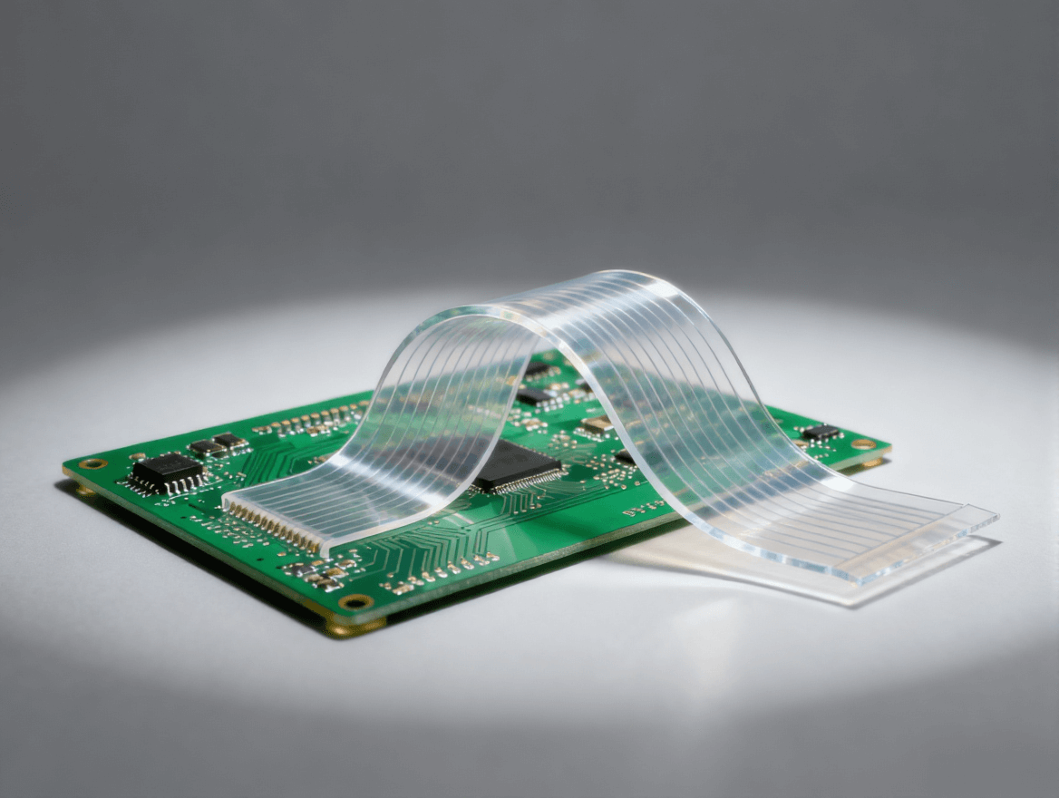 傳統(tǒng)硬質(zhì)電路板與透明柔性電路板的對比，突出柔性優(yōu)勢