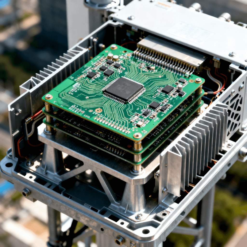 5G基站AAU設(shè)備內(nèi)部采用的混壓結(jié)構(gòu)高頻射頻電路板與散熱系統(tǒng)全景 5G基站AAU設(shè)備內(nèi)部采用的混壓結(jié)構(gòu)高頻射頻電路板與散熱系統(tǒng)全景