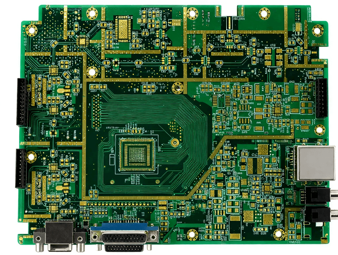 工控主板 PCB 實物圖，精密焊接與高密度電路設計