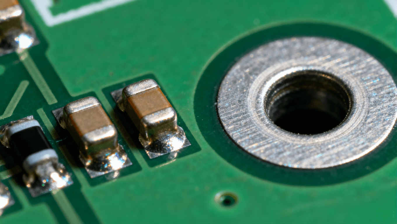 SMT貼片元件與THT插件元件焊點結(jié)構(gòu)對比微距圖，展現(xiàn)二維與三維焊接形態(tài)差異