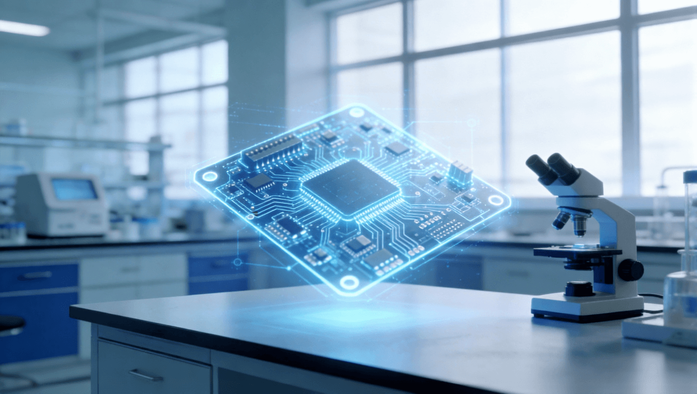 實(shí)驗(yàn)室中評(píng)審全息投影的光模塊PCB設(shè)計(jì)，體現(xiàn)代工協(xié)作與技術(shù)響應(yīng)