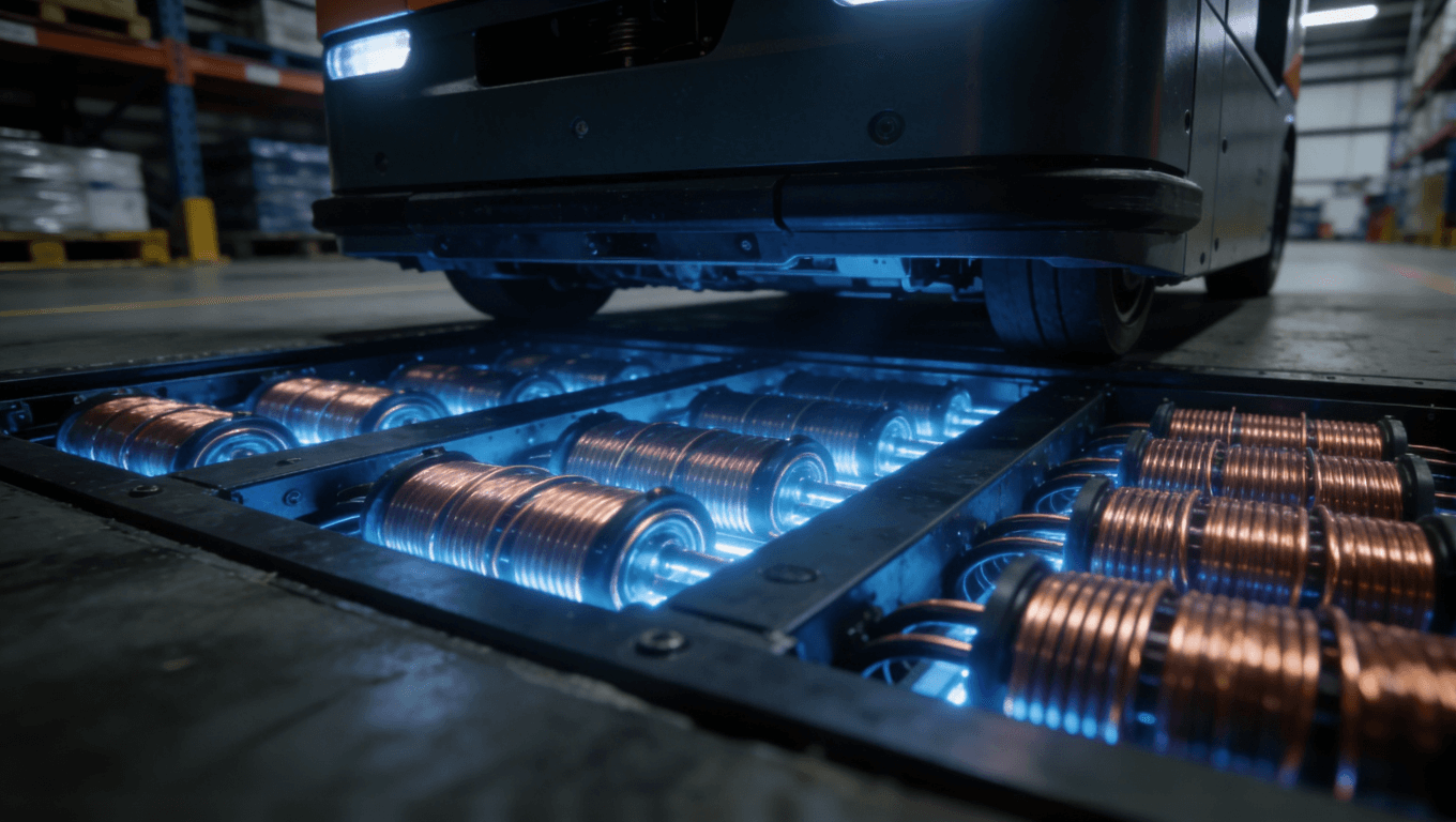 工業(yè)AGV大功率無線充電站及內(nèi)部多線圈PCB工作場景 工業(yè)AGV大功率無線充電站及內(nèi)部多線圈PCB工作場景