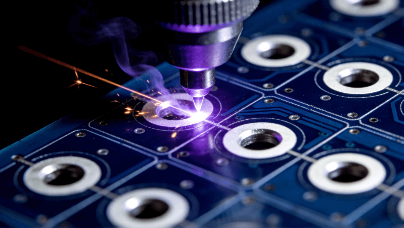 軟硬結合板激光鉆孔工藝中紫外激光精準加工過程