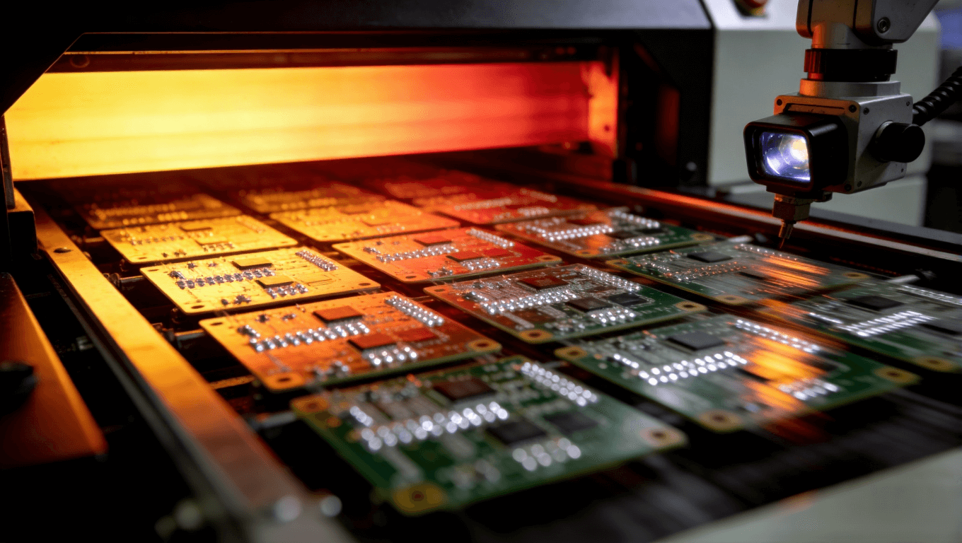 軟硬結合板階梯式回流焊工藝與AI視覺檢測系統(tǒng)工作場景