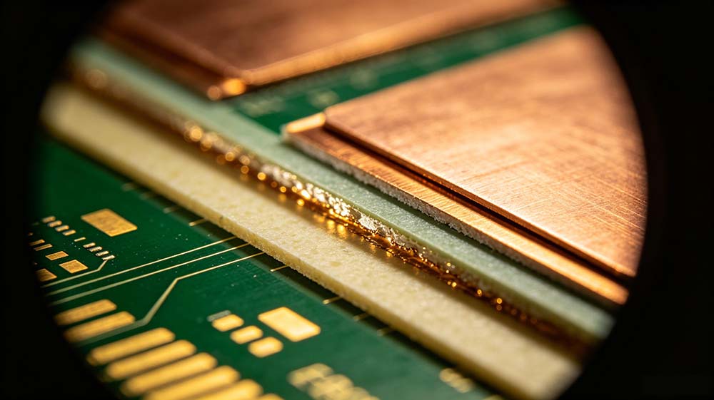 羅杰斯高頻板層疊方案：Rogers與FR4混壓結構截面顯微展示